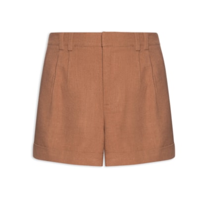 Short Feminino Alfaiataria Bolso Frontal - Marrom