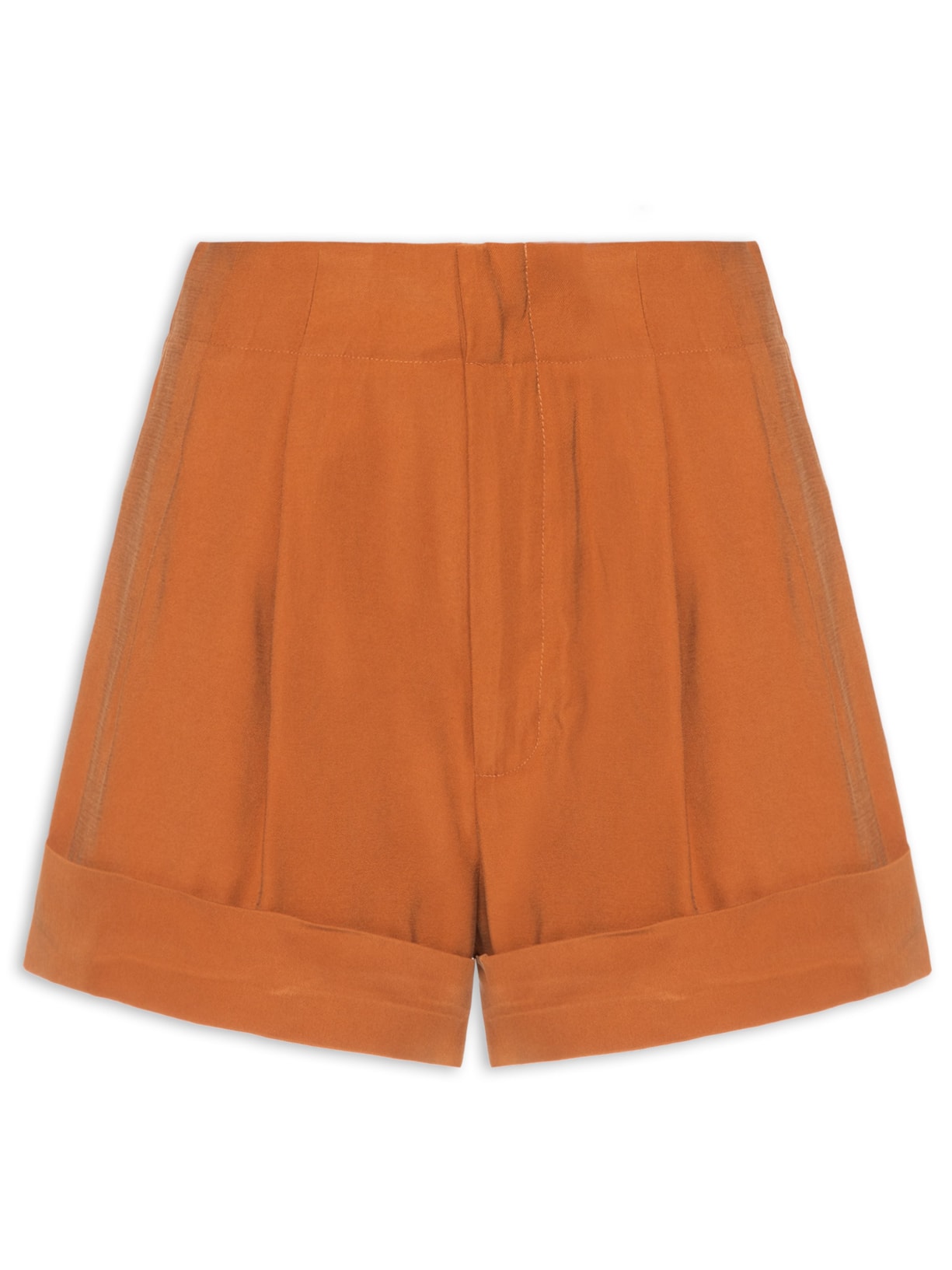 Short Feminino Alfaiataria Bolso - Marrom