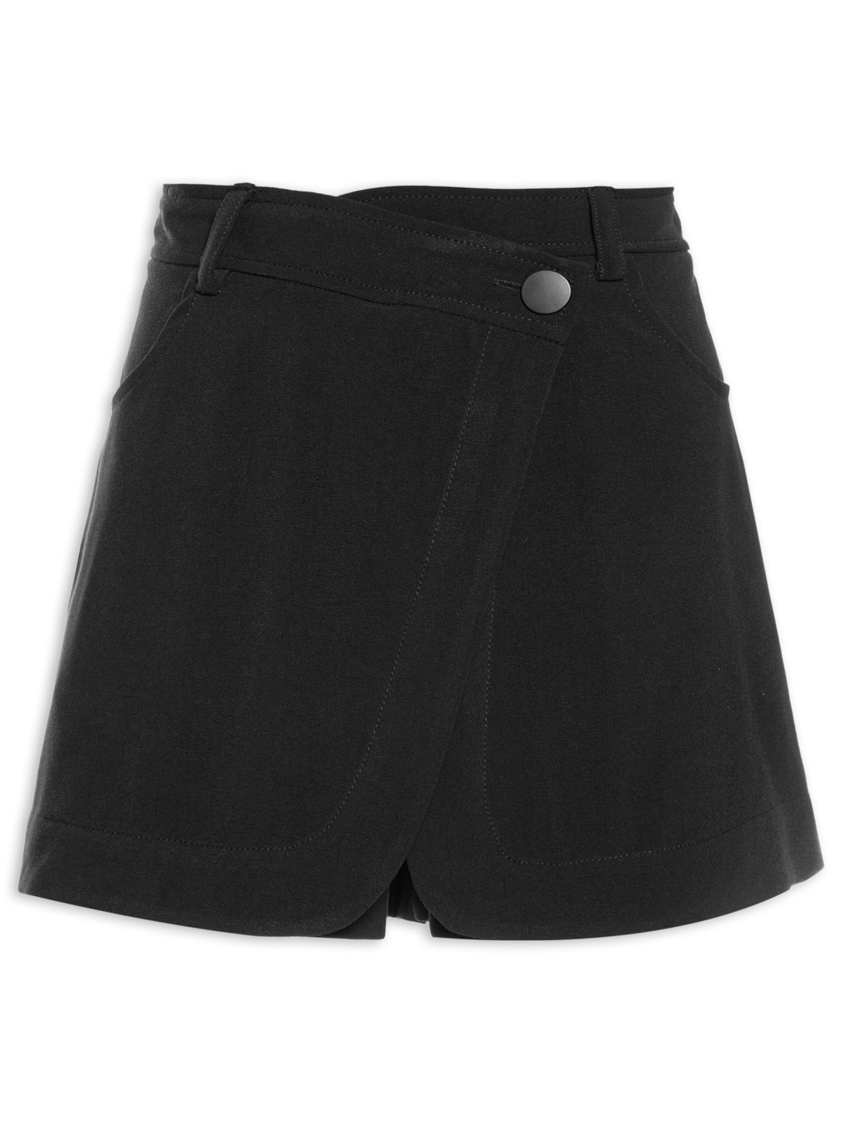 Short Feminino Alfaiataria Braguilha Diagonal - Preto