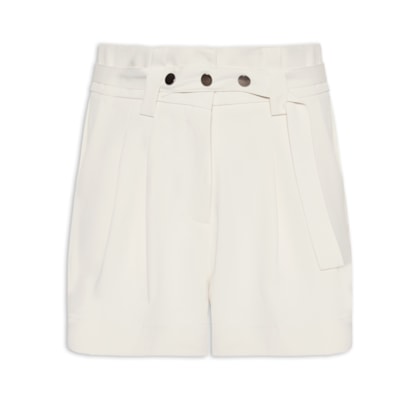 Short Feminino Alfaiataria Com Cinto - Off White