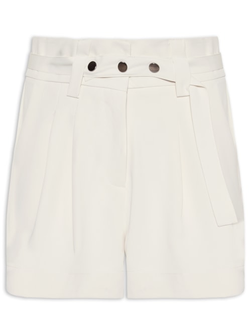 Short Feminino Alfaiataria Com Cinto - Off White