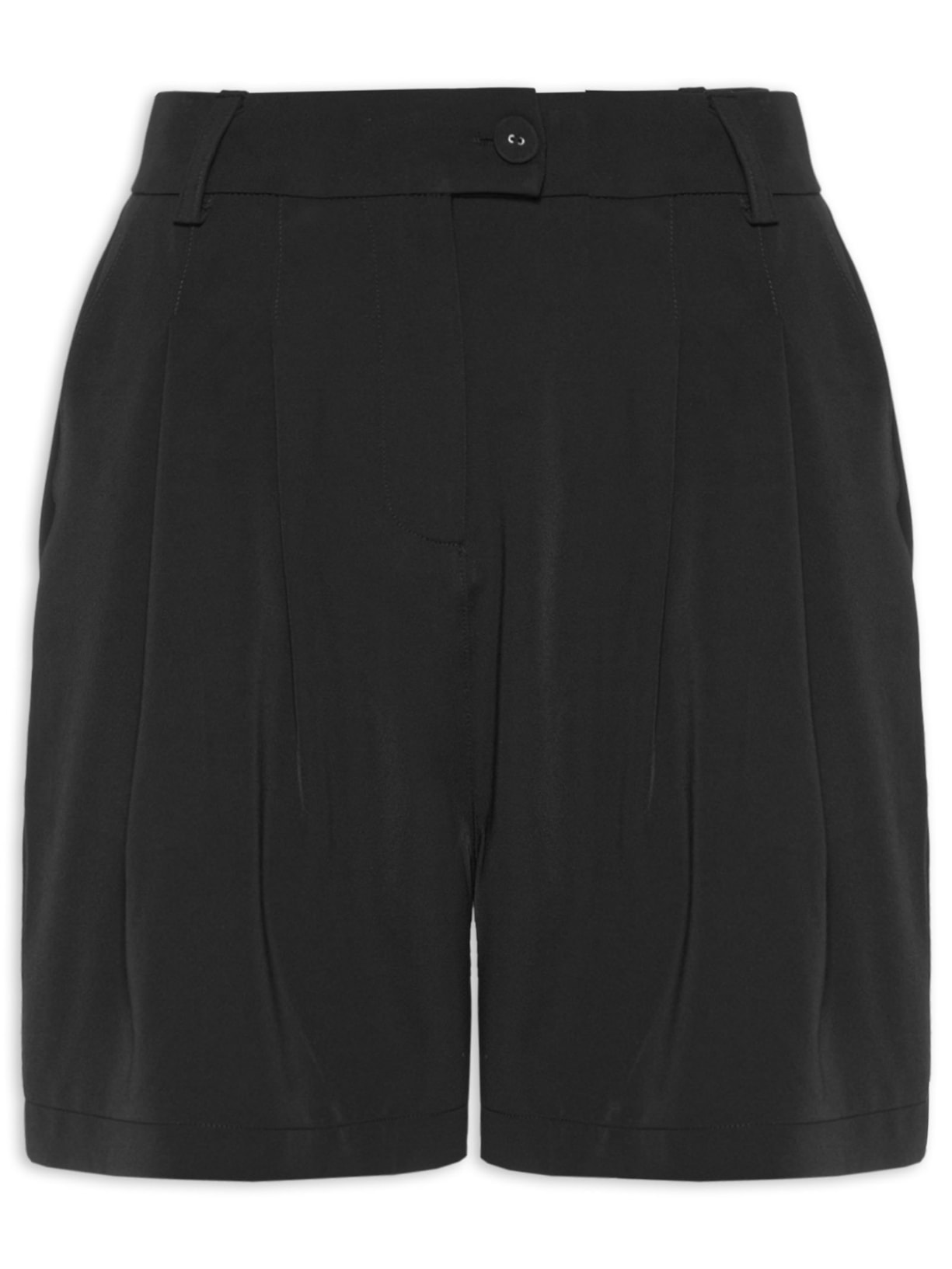 Short Feminino Alfaiataria Com Pregas - Preto