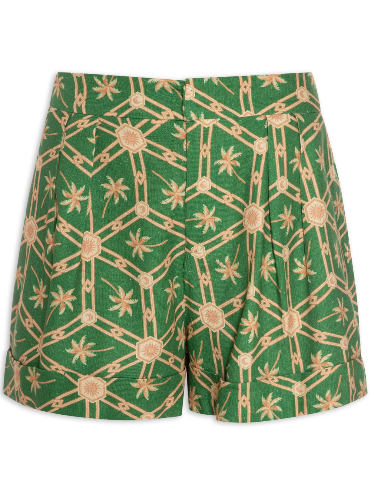 Short Feminino Alfaiataria Coqueirinho Gráfico - Verde