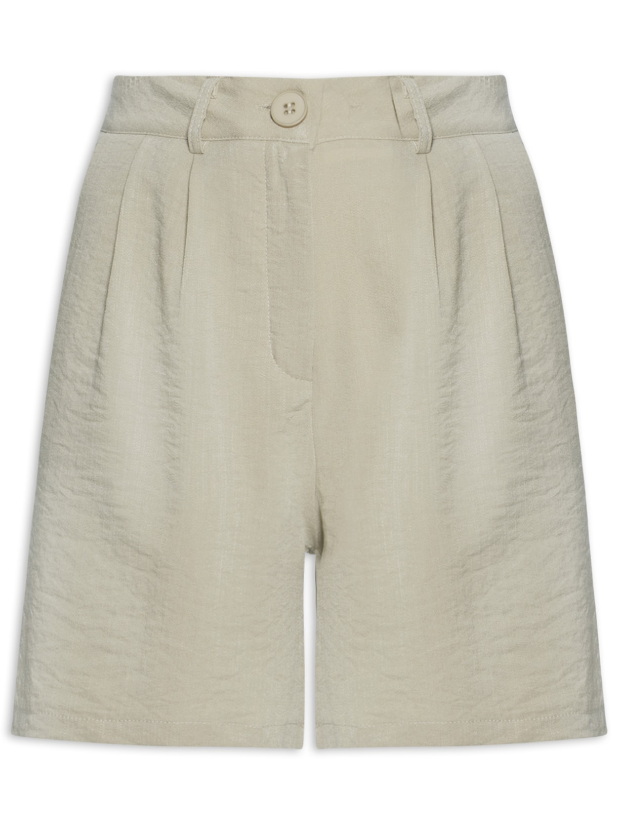 Short Feminino Alfaiataria De Pregas - Bege