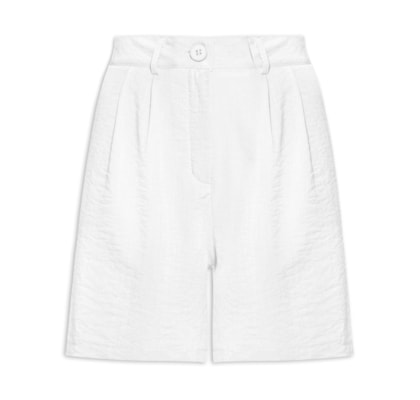 Short Feminino Alfaiataria De Pregas - Branco