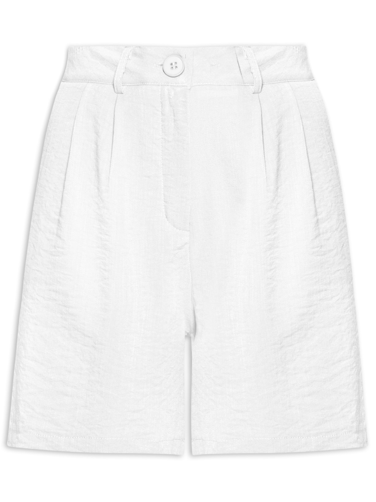 Short Feminino Alfaiataria De Pregas - Branco
