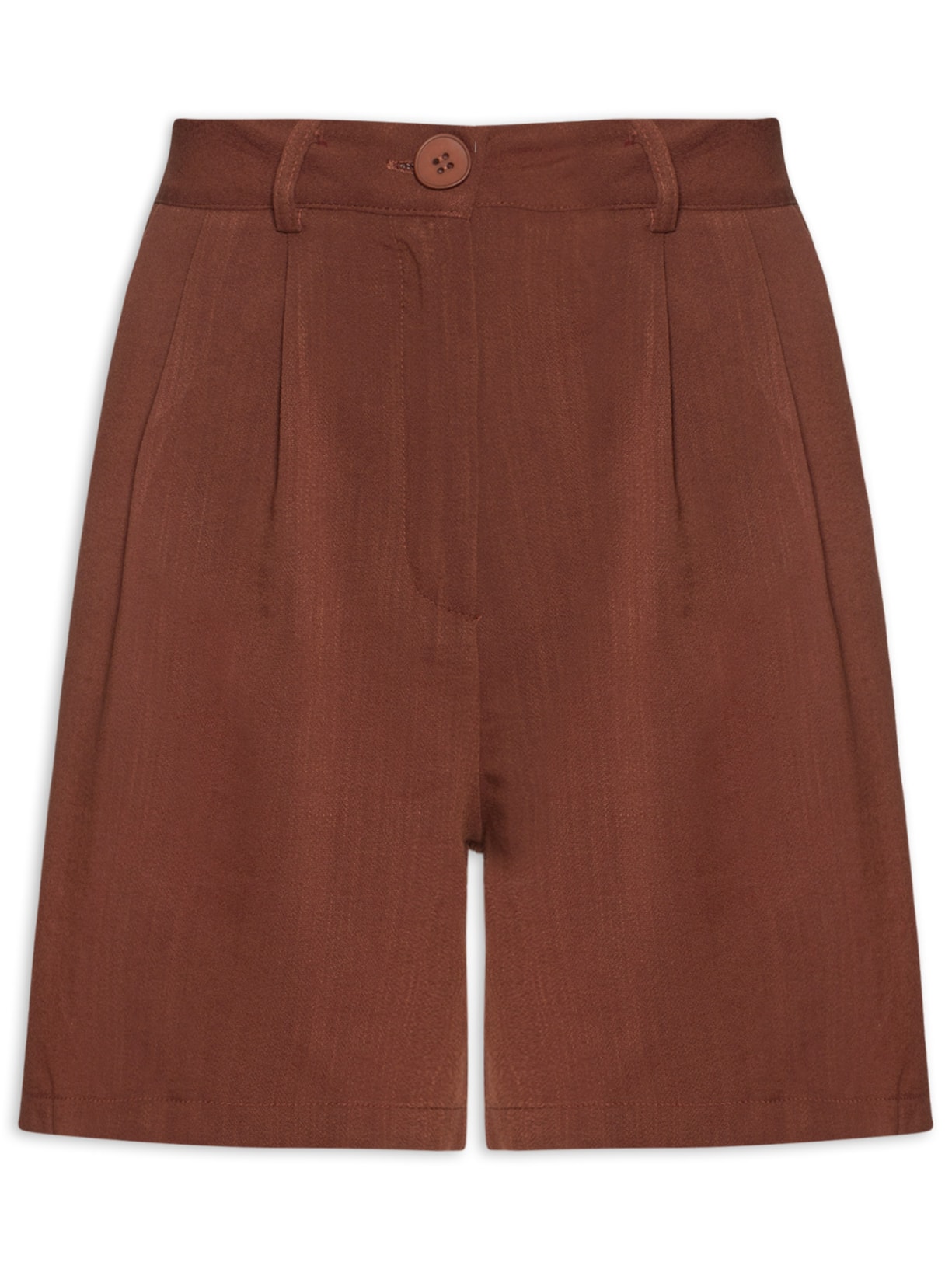 Short Feminino Alfaiataria De Pregas - Marrom