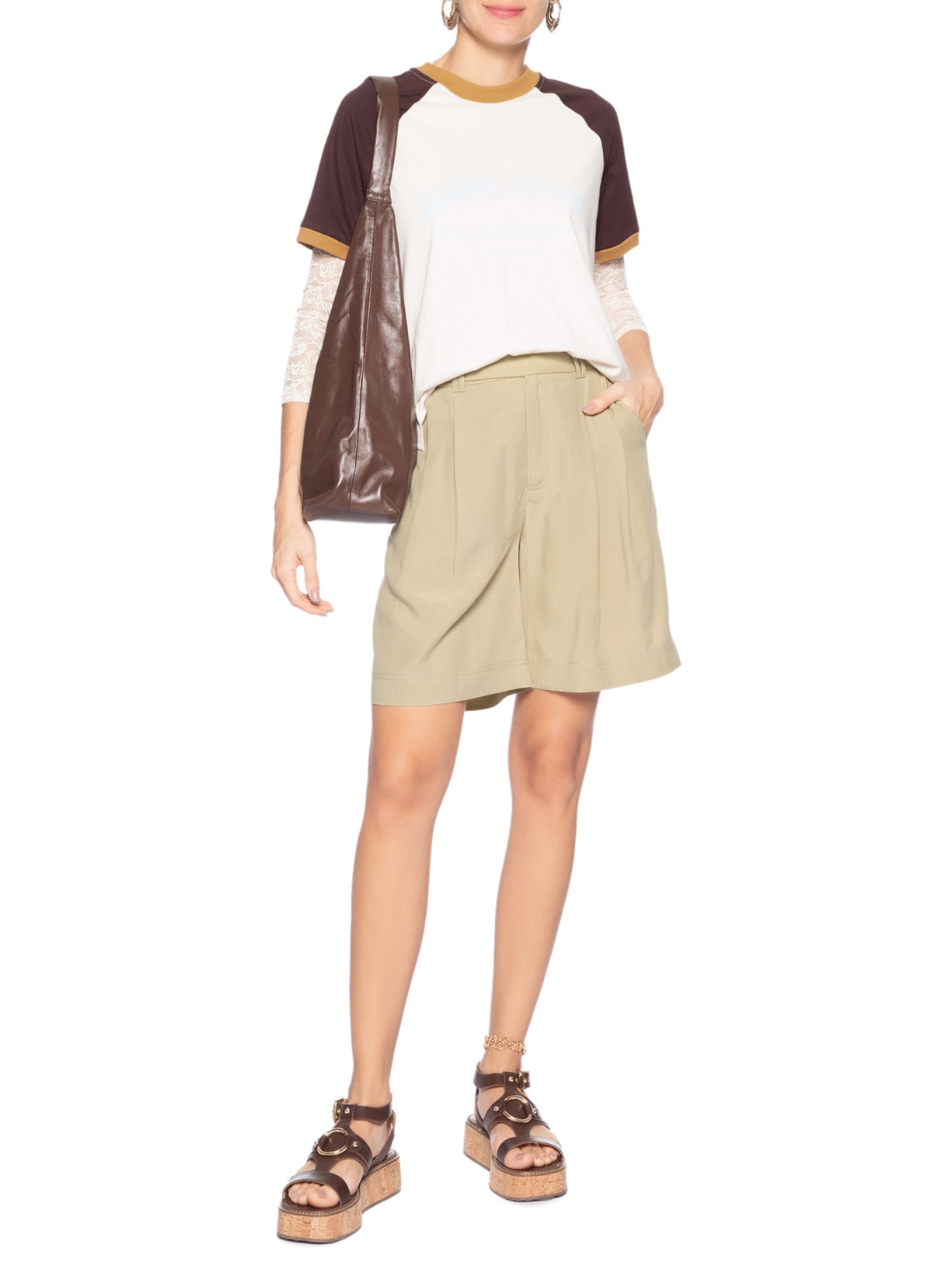 Short Feminino Alfaiataria Marieta Bege Animale Jeans