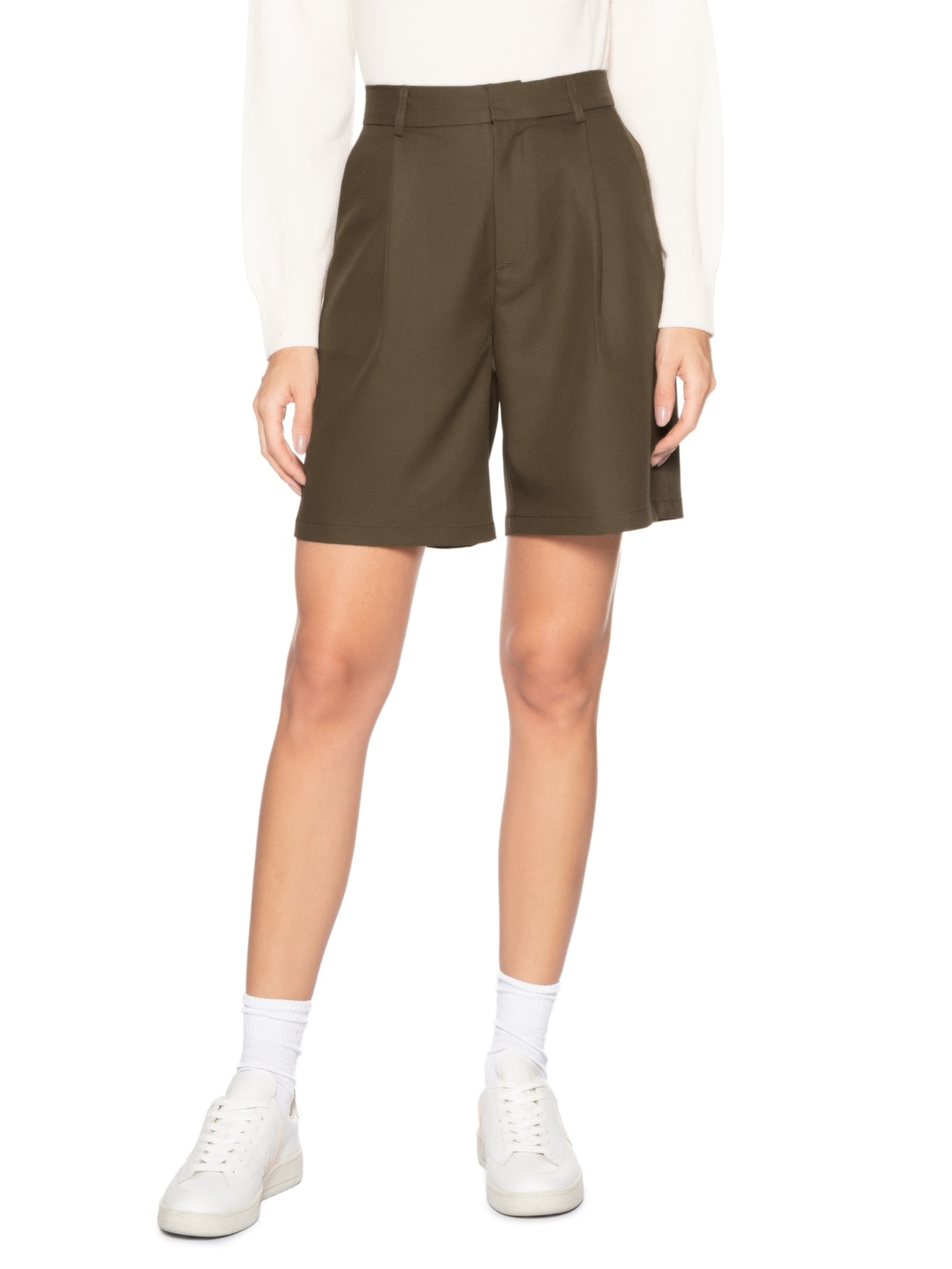 Short Feminino Alfaiataria Marrom Basiq