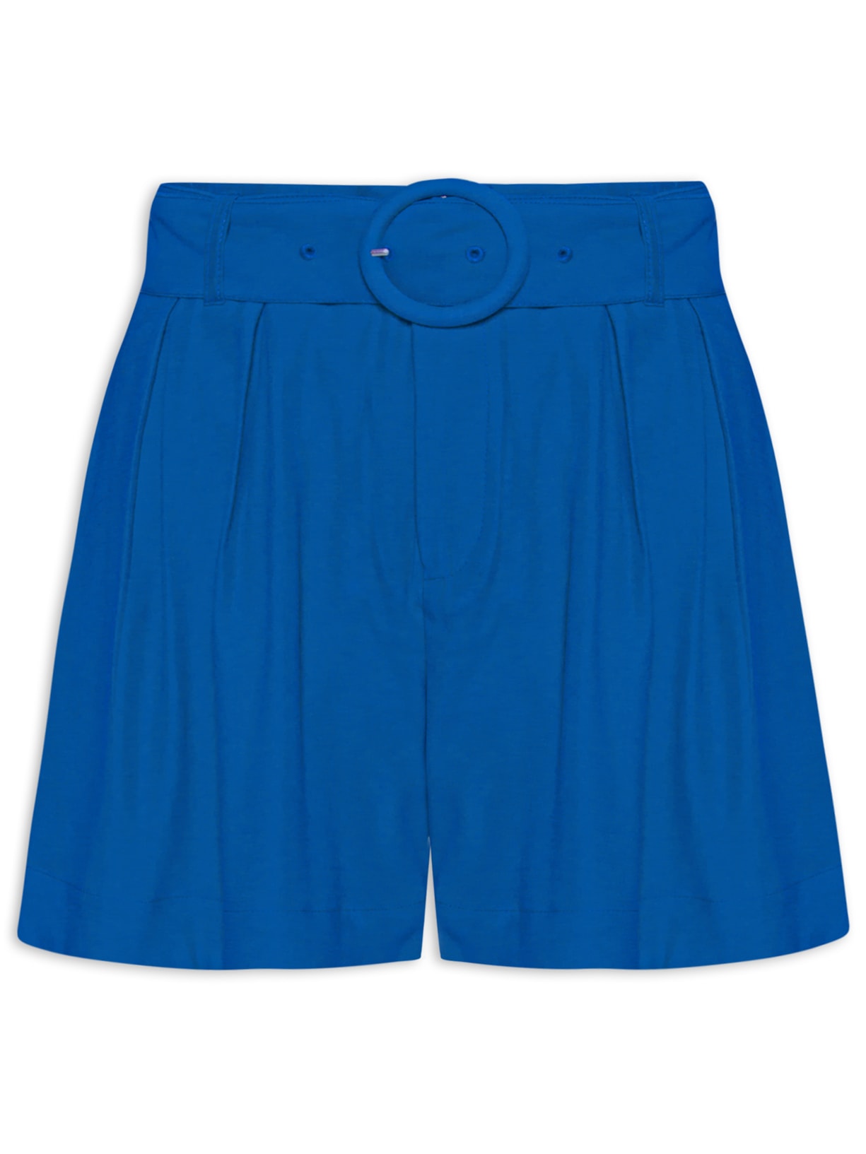 Short Feminino Alfaiataria Pregas - Azul