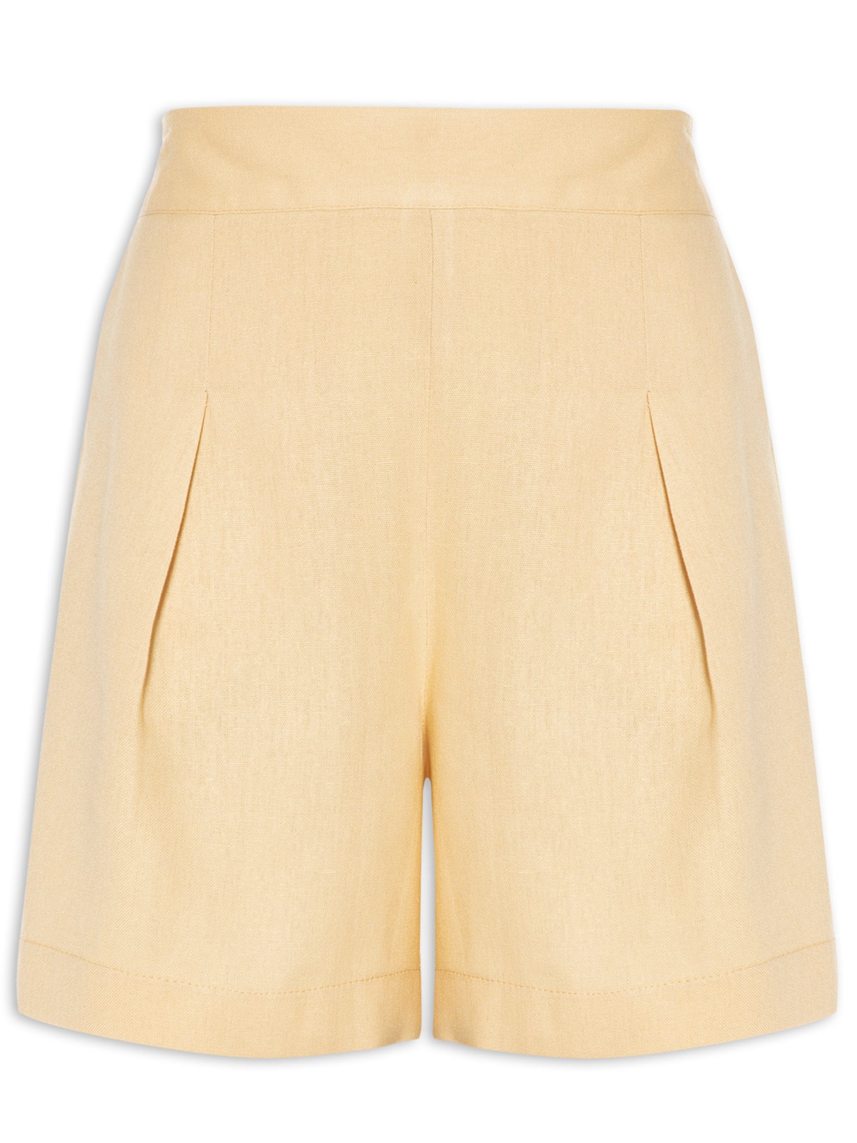 Short Feminino Alfaiataria Pregas - Bege