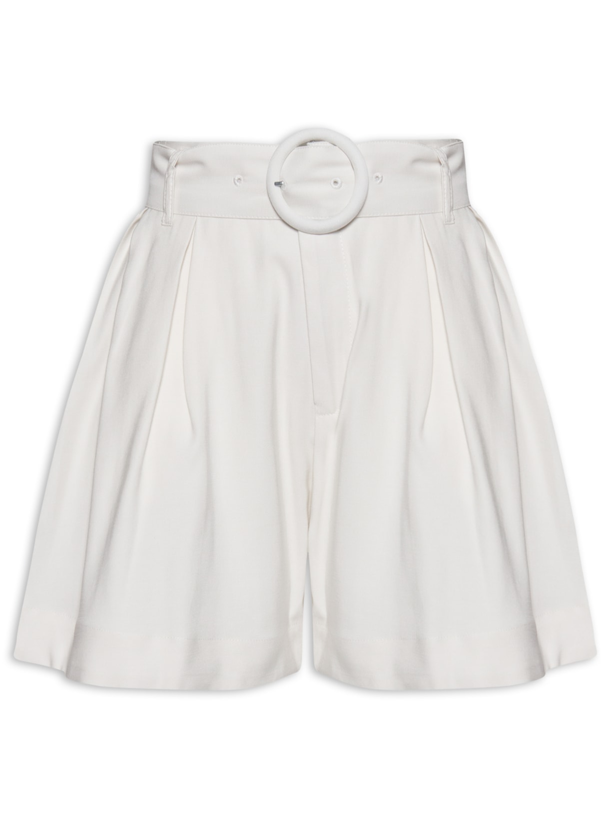 Short Feminino Alfaiataria Pregas - Branco