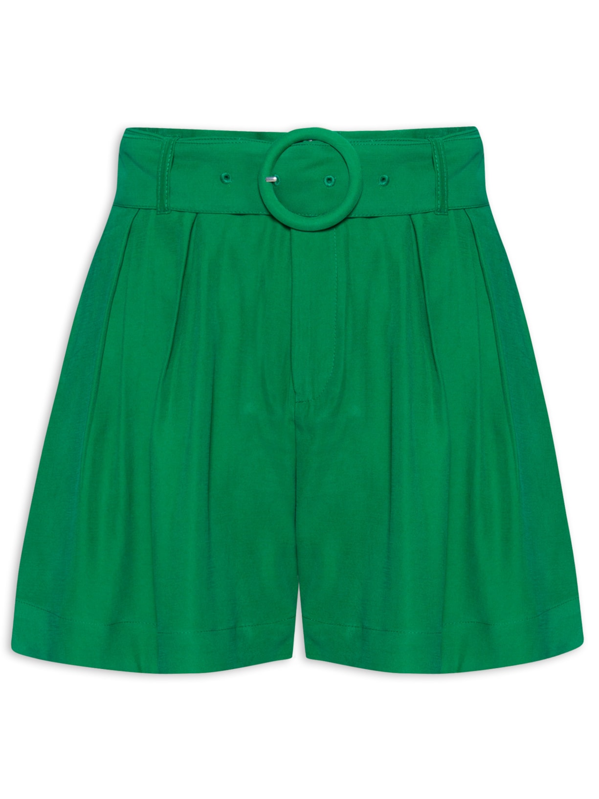 Short Feminino Alfaiataria Pregas - Verde