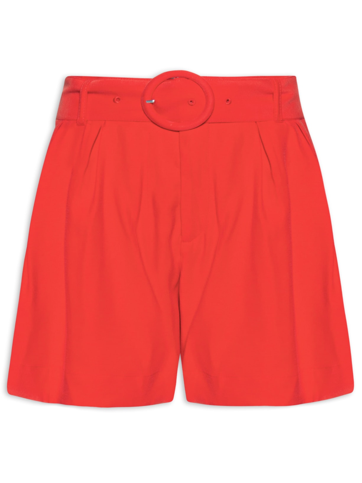 Short Feminino Alfaiataria Pregas - Vermelho