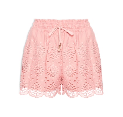 Short Feminino Algodão Bordado Barra - Rosa