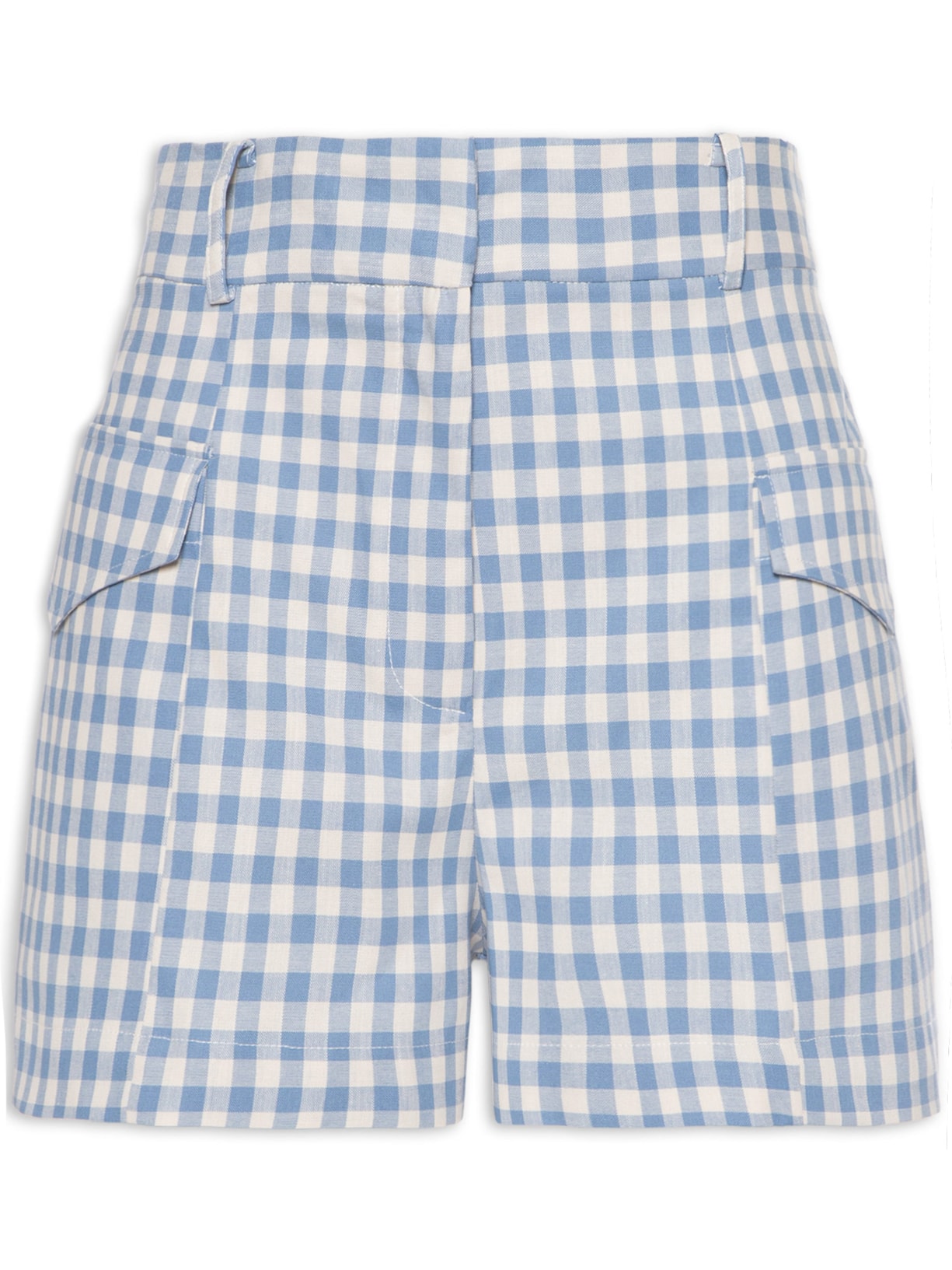 Short Feminino Algodão Com Elastano Vichy - Azul