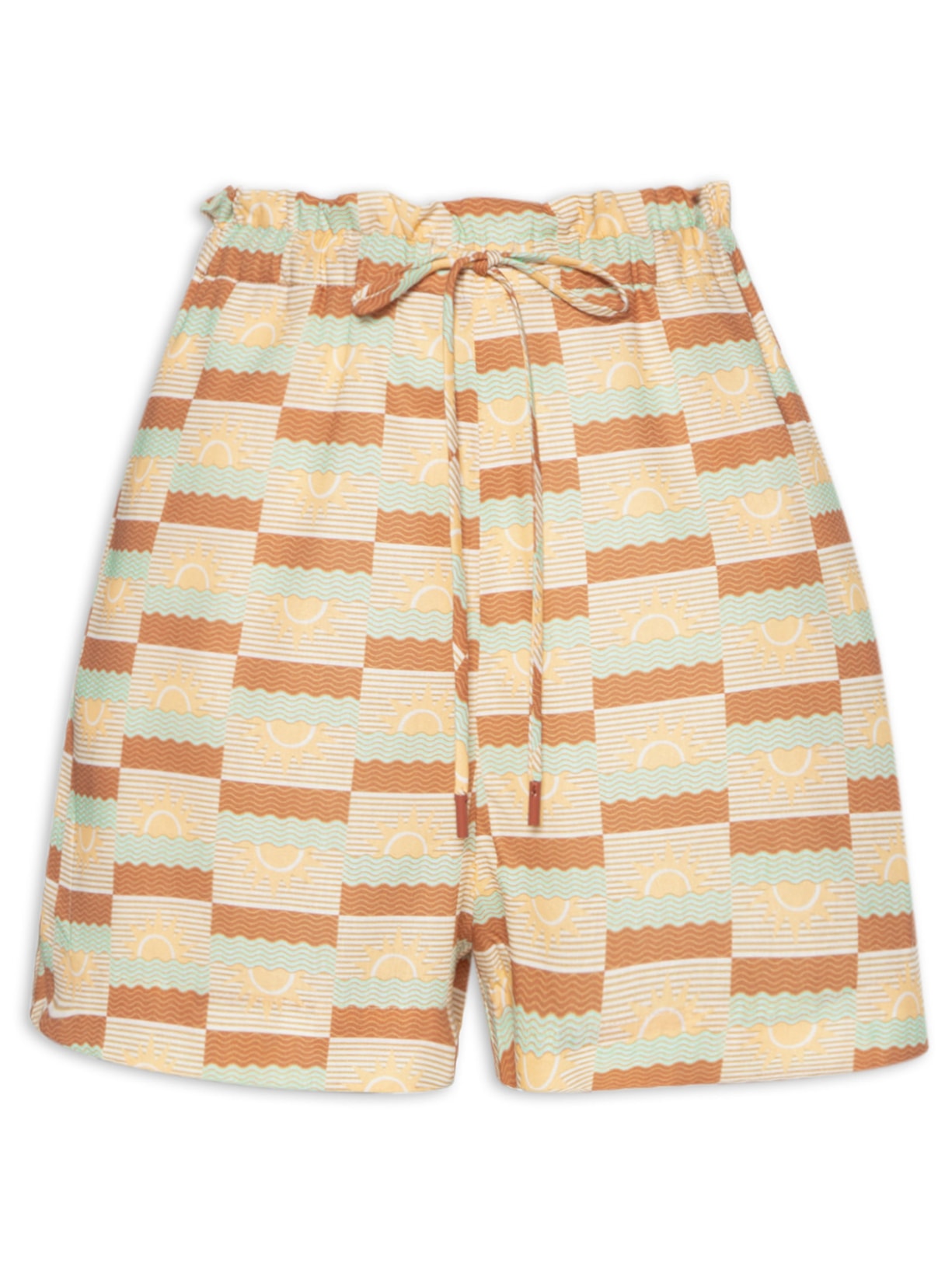 Short Feminino Algodão Estampa Maranhão - Marrom