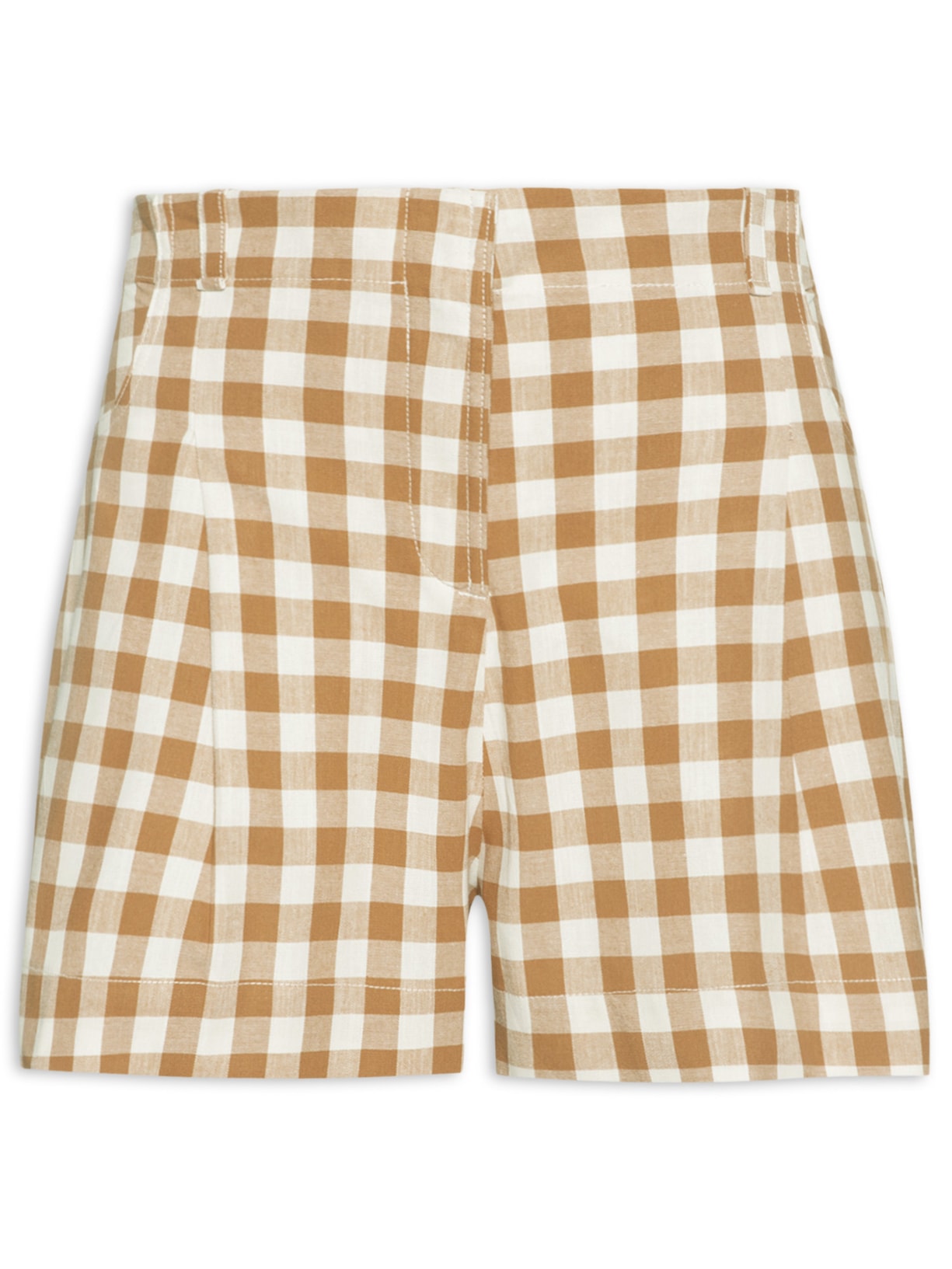 Short Feminino Algodão Xadrez - Bege