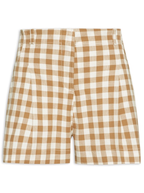 Short Feminino Algodão Xadrez - Bege