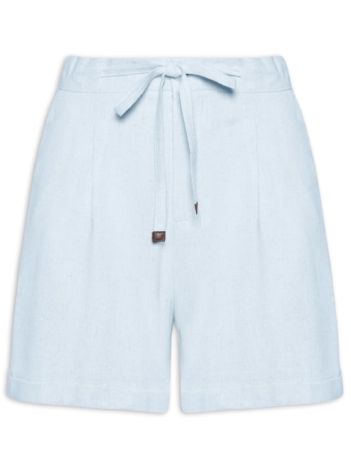 Short Feminino Amarração com Linho - Azul