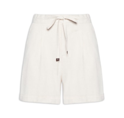 Short Feminino Amarração com Linho - Bege
