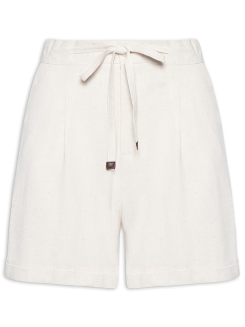 Short Feminino Amarração com Linho - Bege