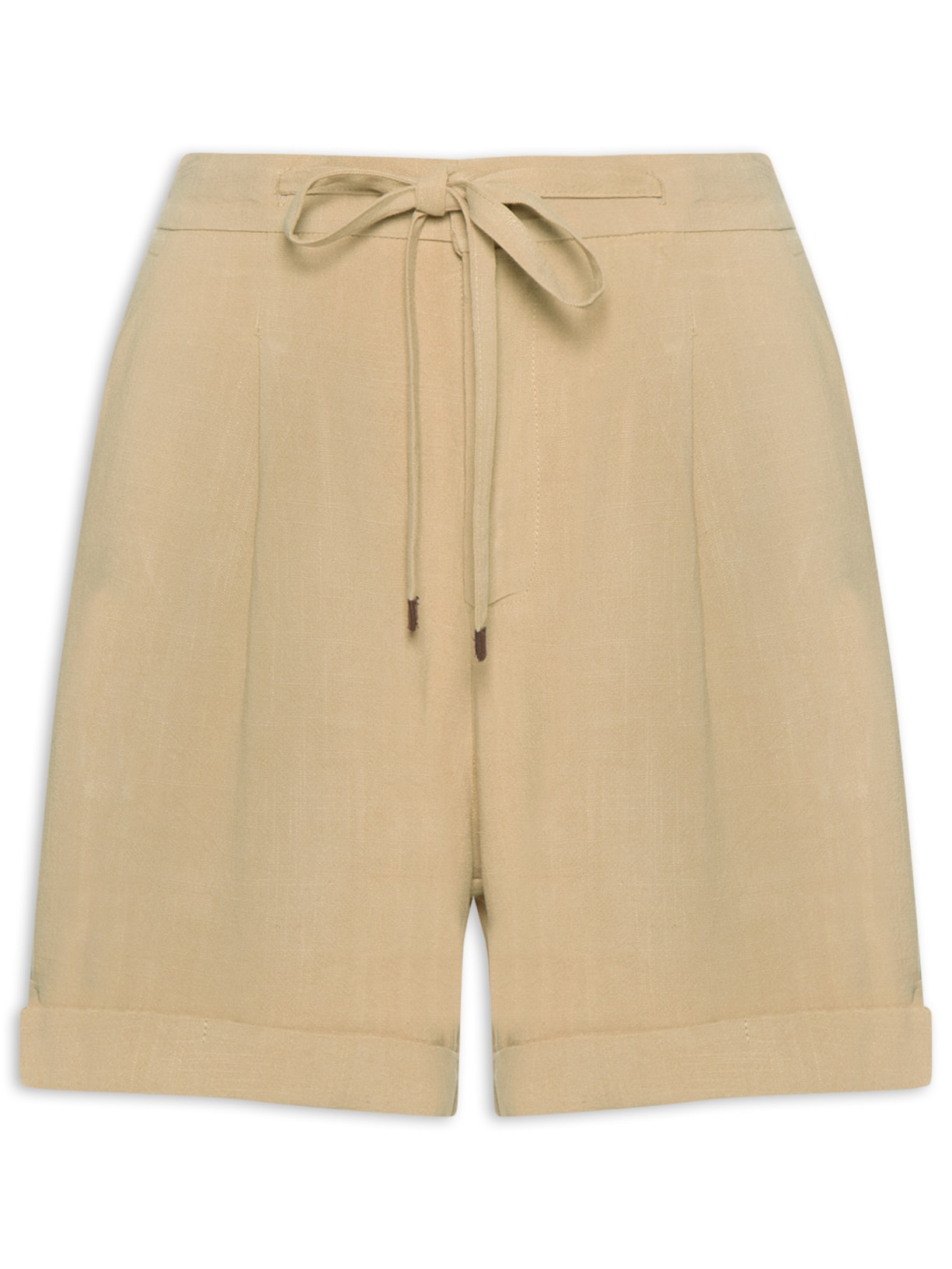 Short Feminino Amarração com Linho - Marrom