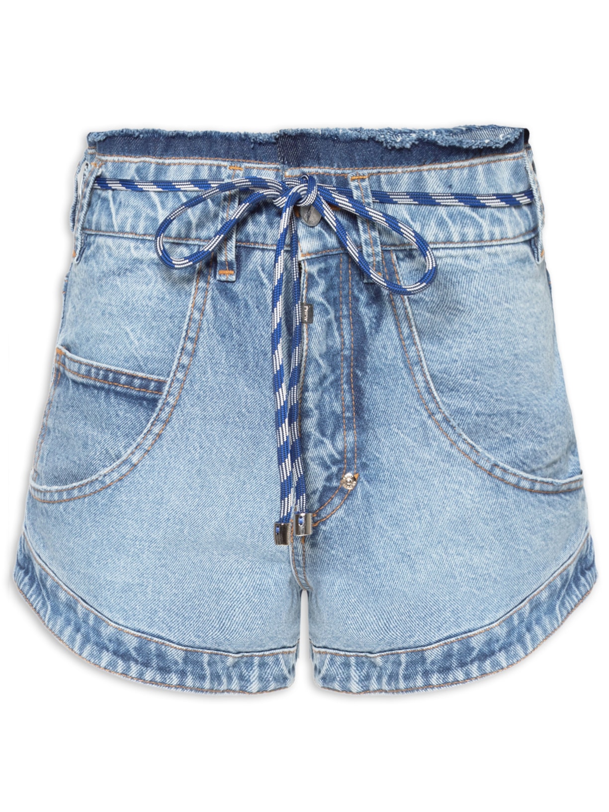 Short Feminino Amarração Jeans - Azul