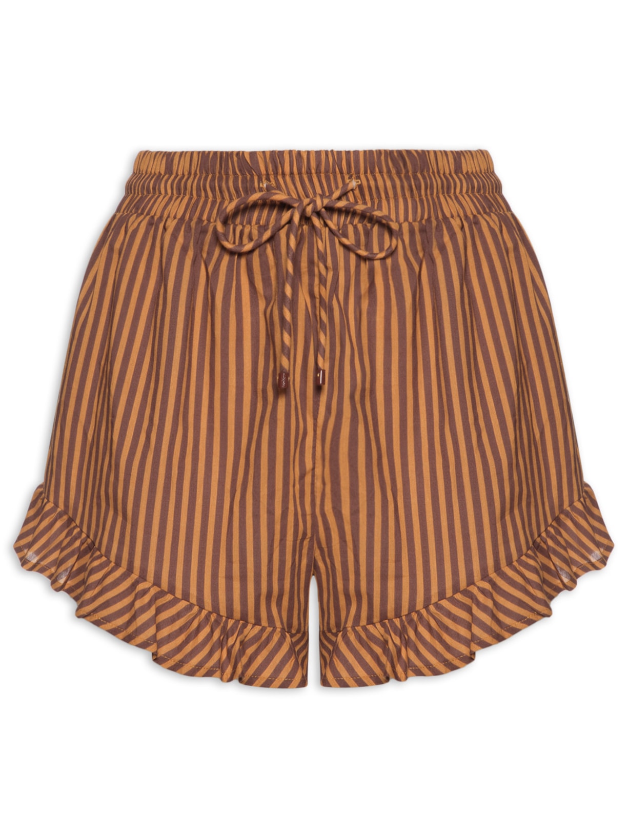 Short Feminino Babado Listrado Laranja Animale