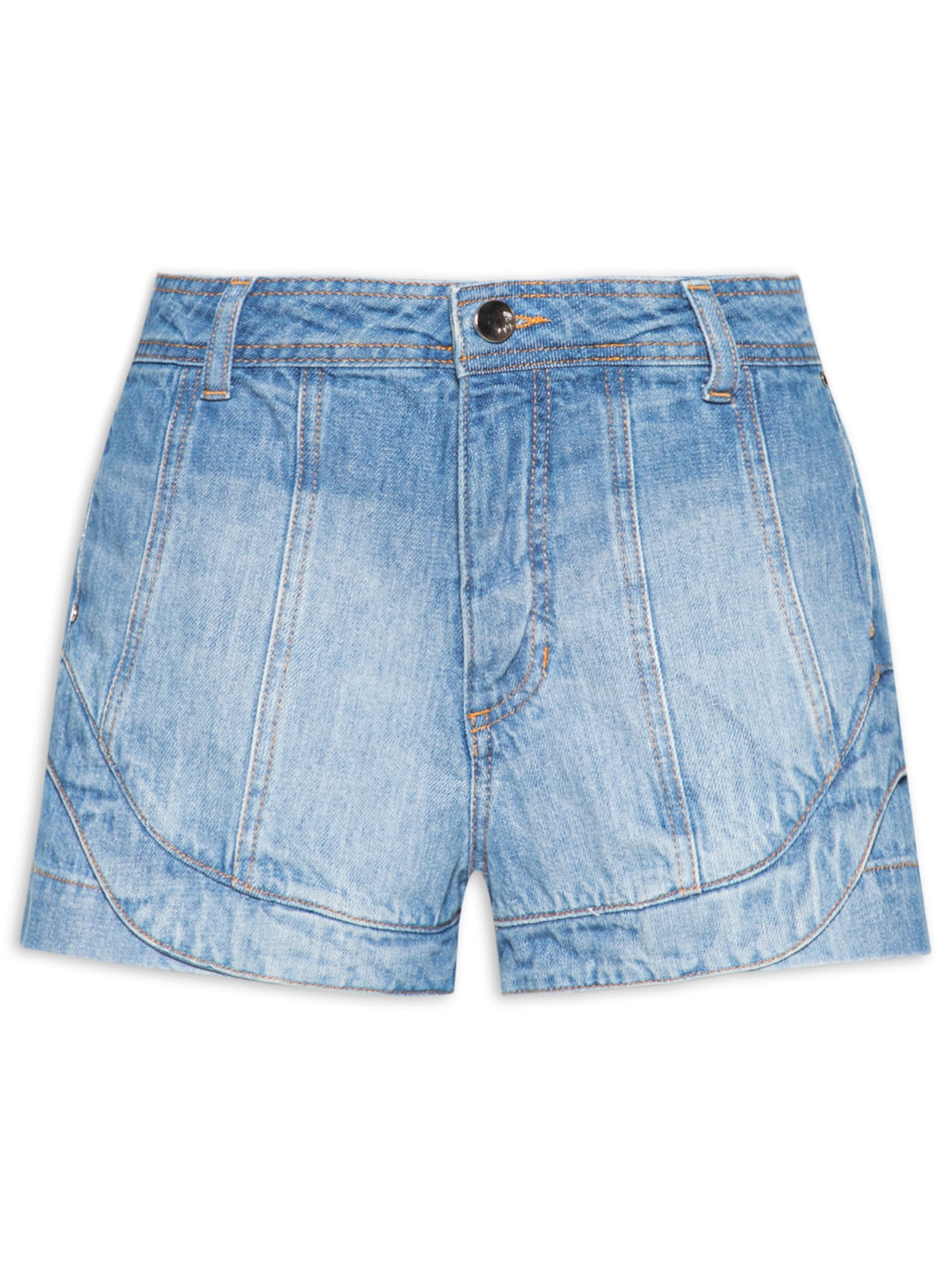 Short Feminino Barra Aplicada - Azul