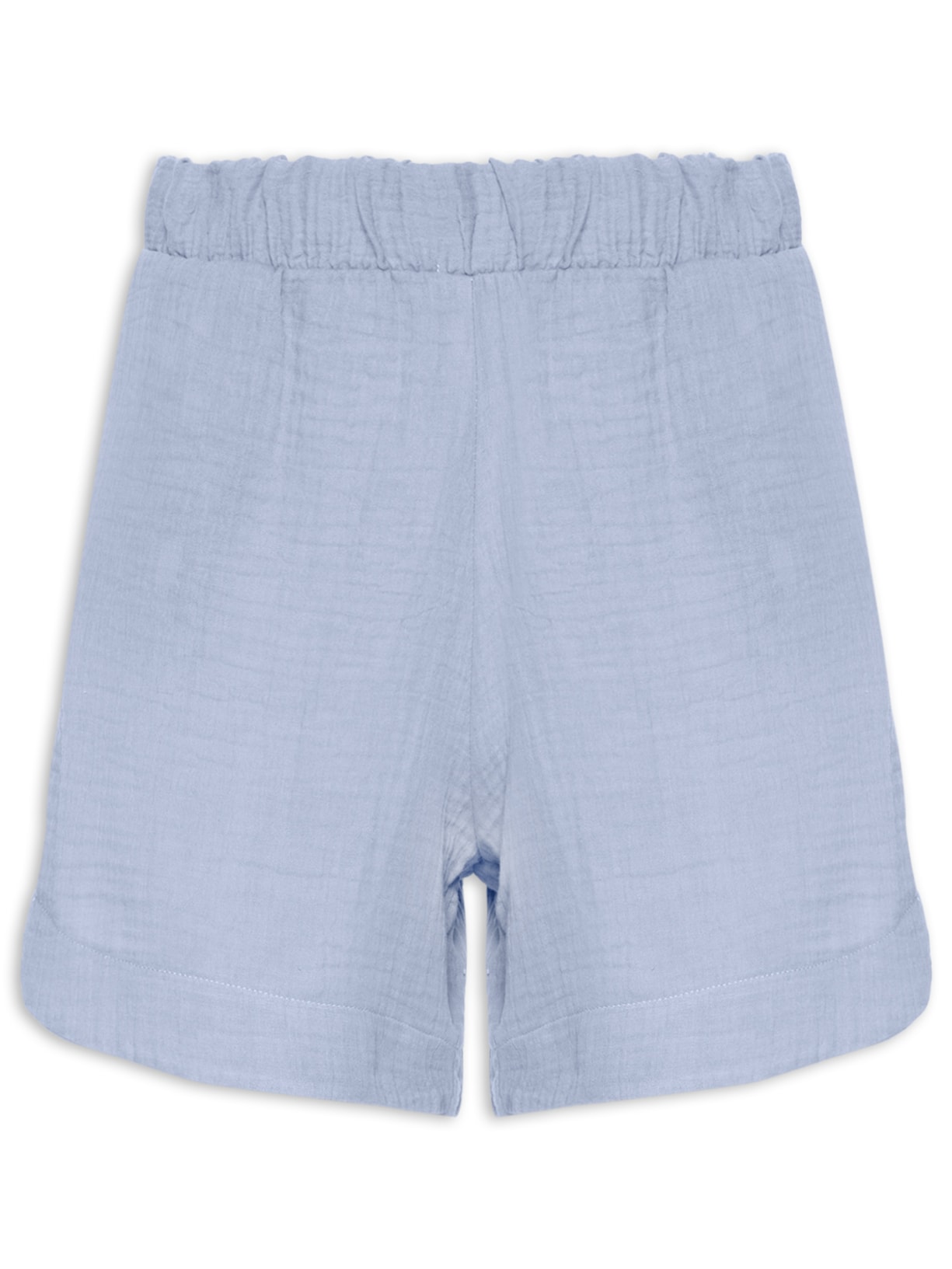 Short Feminino Barra Arredondada Com Bolsos Azul Basiq