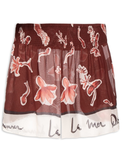 Short Feminino Barrado Fig Lamer - Marrom
