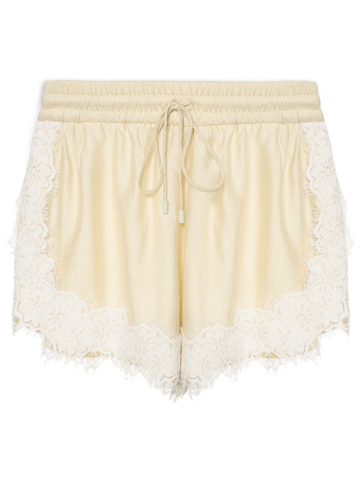 Short Feminino Barrado Renda Bege Animale Jeans