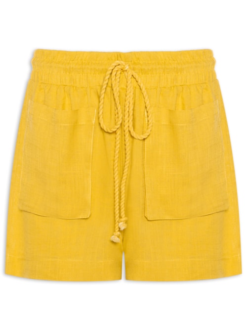 Short Feminino Básico Com Bolso - Amarelo