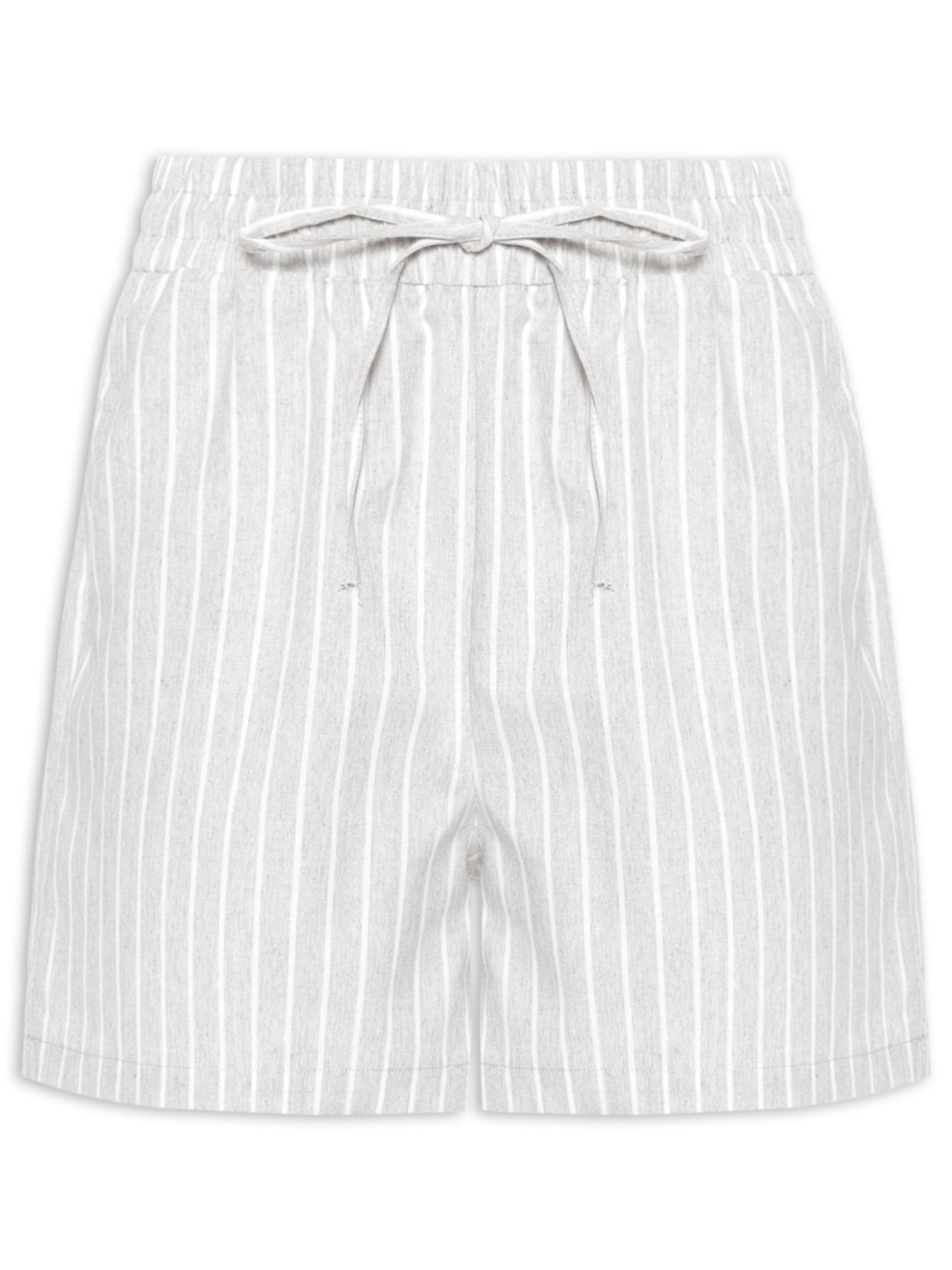 Short Feminino Básico Listrado Cinza Basiq