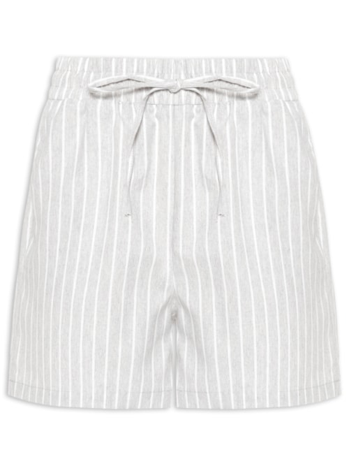 Short Feminino Básico Listrado - Cinza