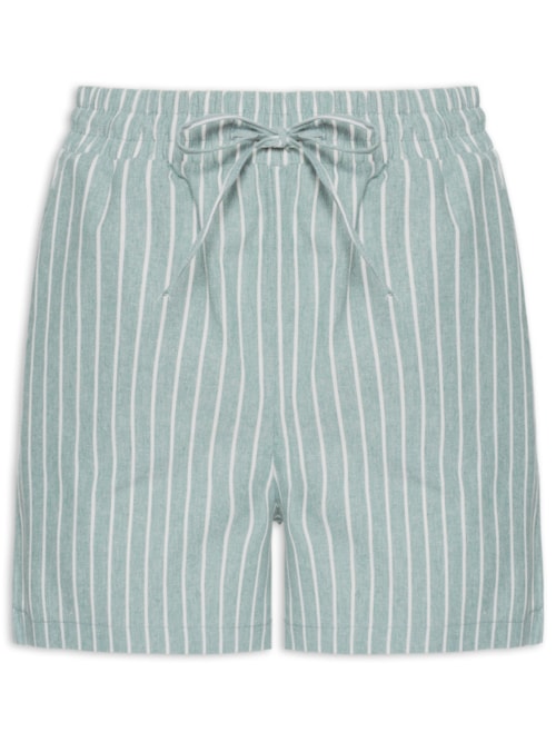 Short Feminino Básico Listrado - Verde
