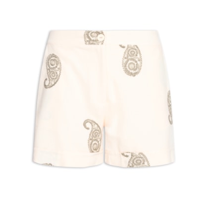Short Feminino Bolso Bordado Alba - Bege