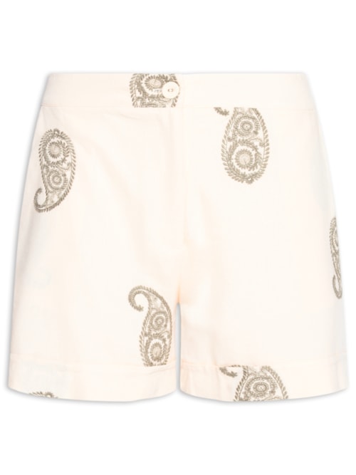 Short Feminino Bolso Bordado Alba - Bege