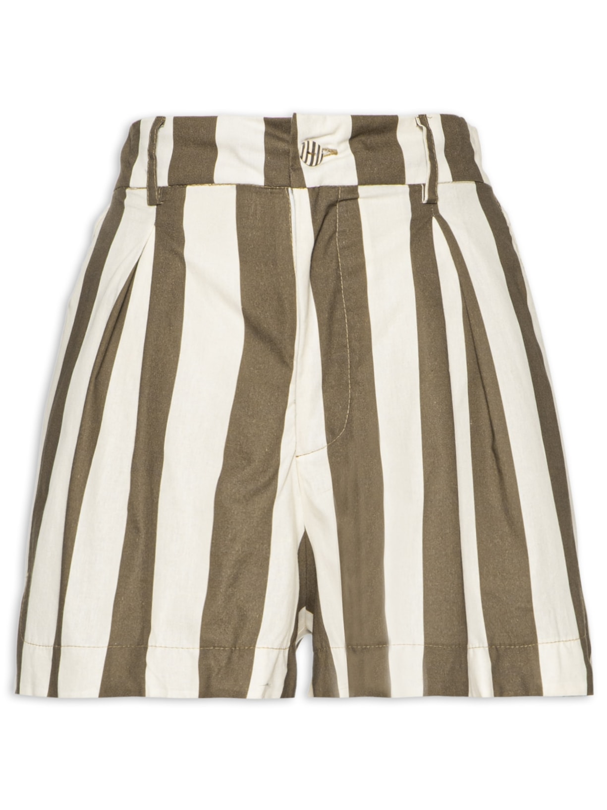 Short Feminino Bolso Listras - Bege