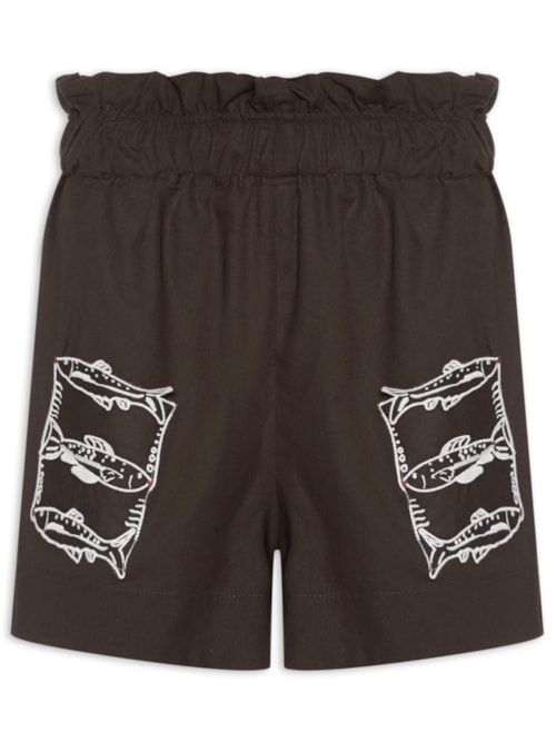 Short Feminino Bolso Peixe - Marrom