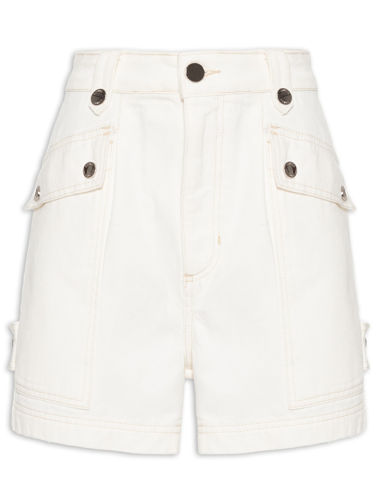 Short Feminino Bolsos Sarja - Branco