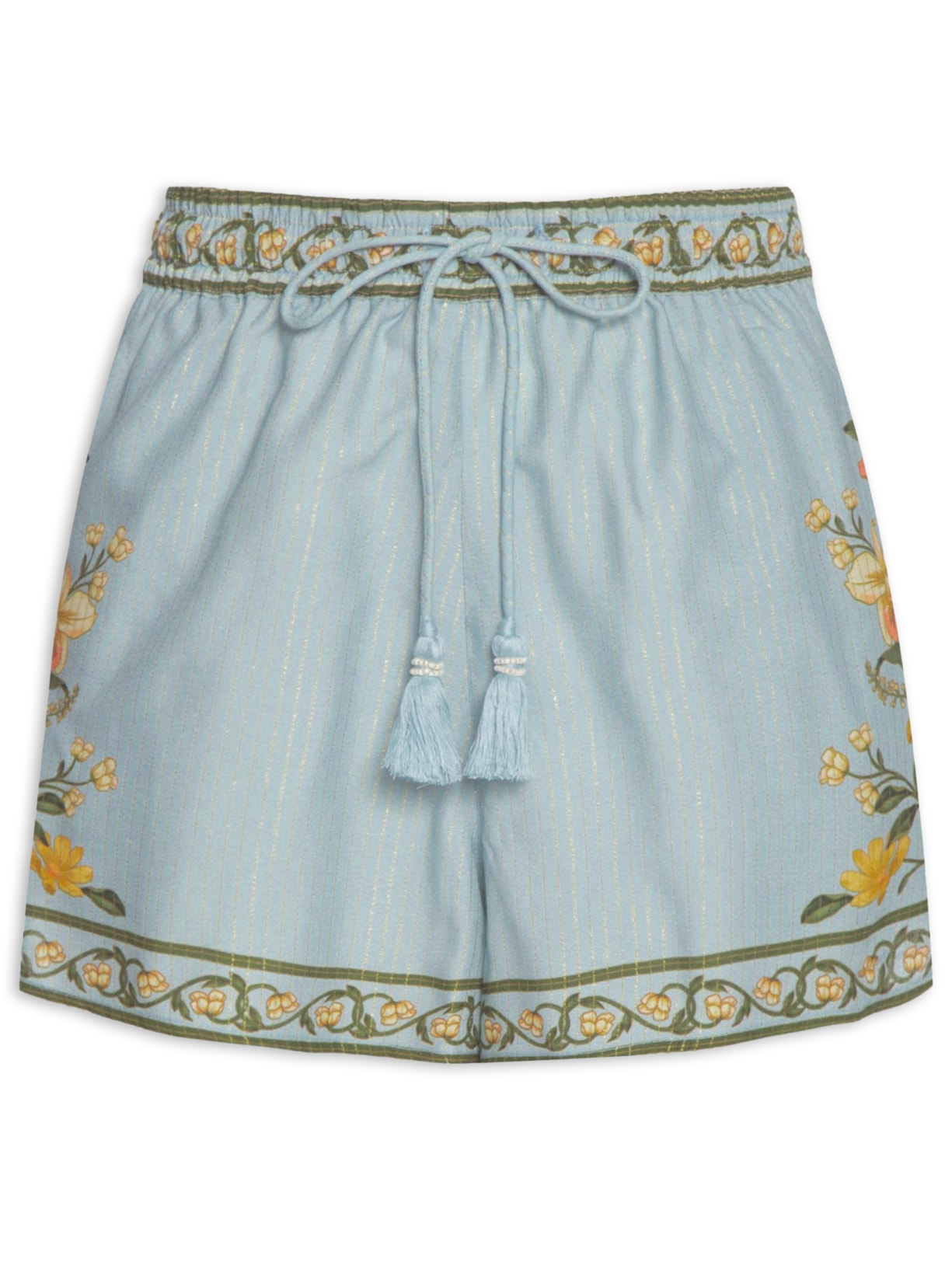 Short Feminino Borboleta Em Flor - Azul