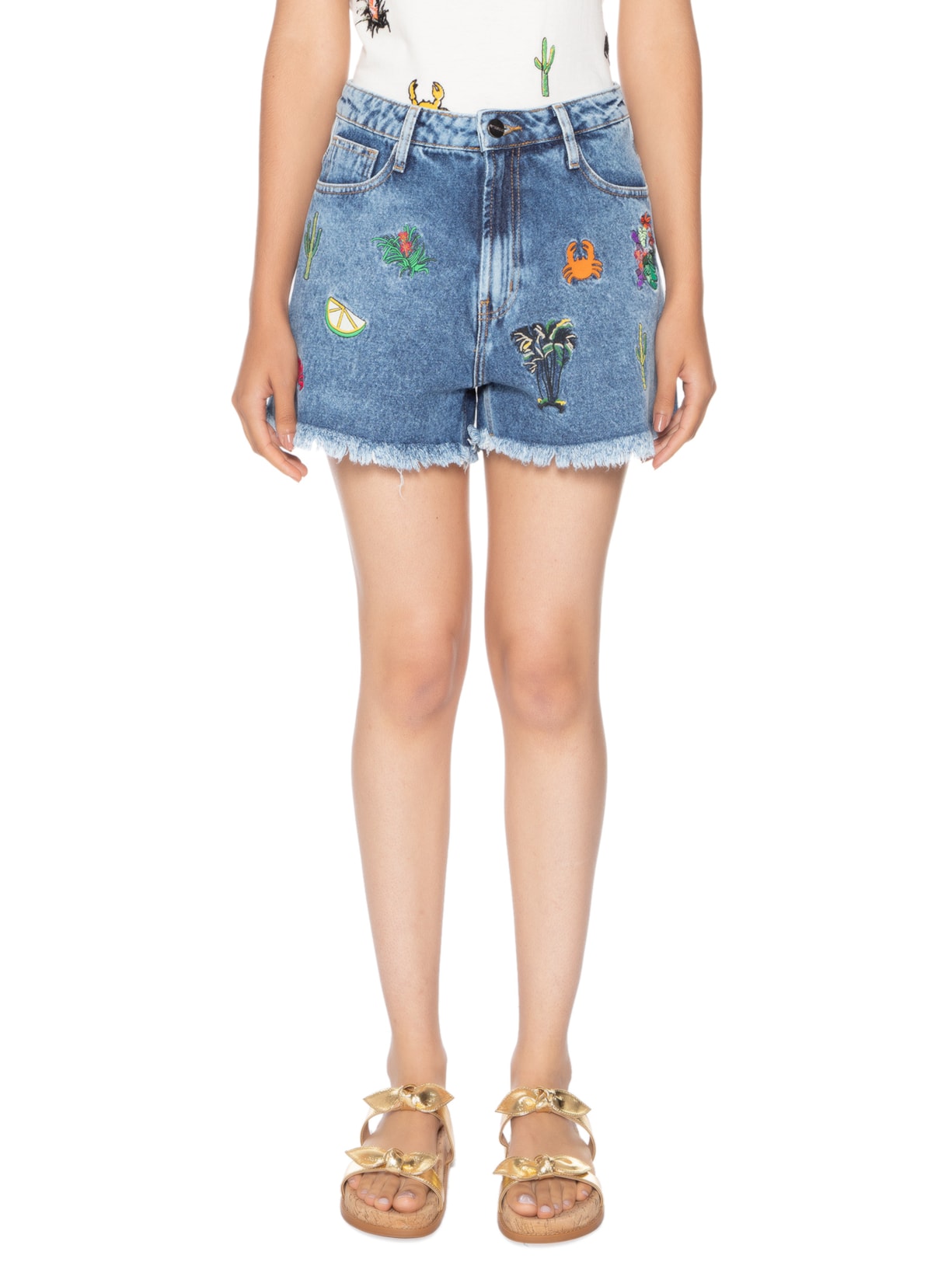 Short Feminino Bordado Azul Le Lis + Filipe Jardim