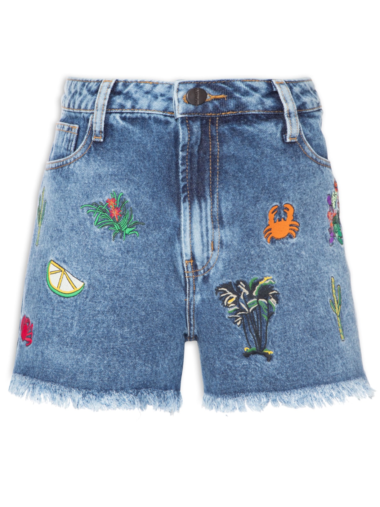 Short Feminino Bordado - Azul