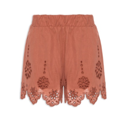 Short Feminino Bordado Nuts - Marrom