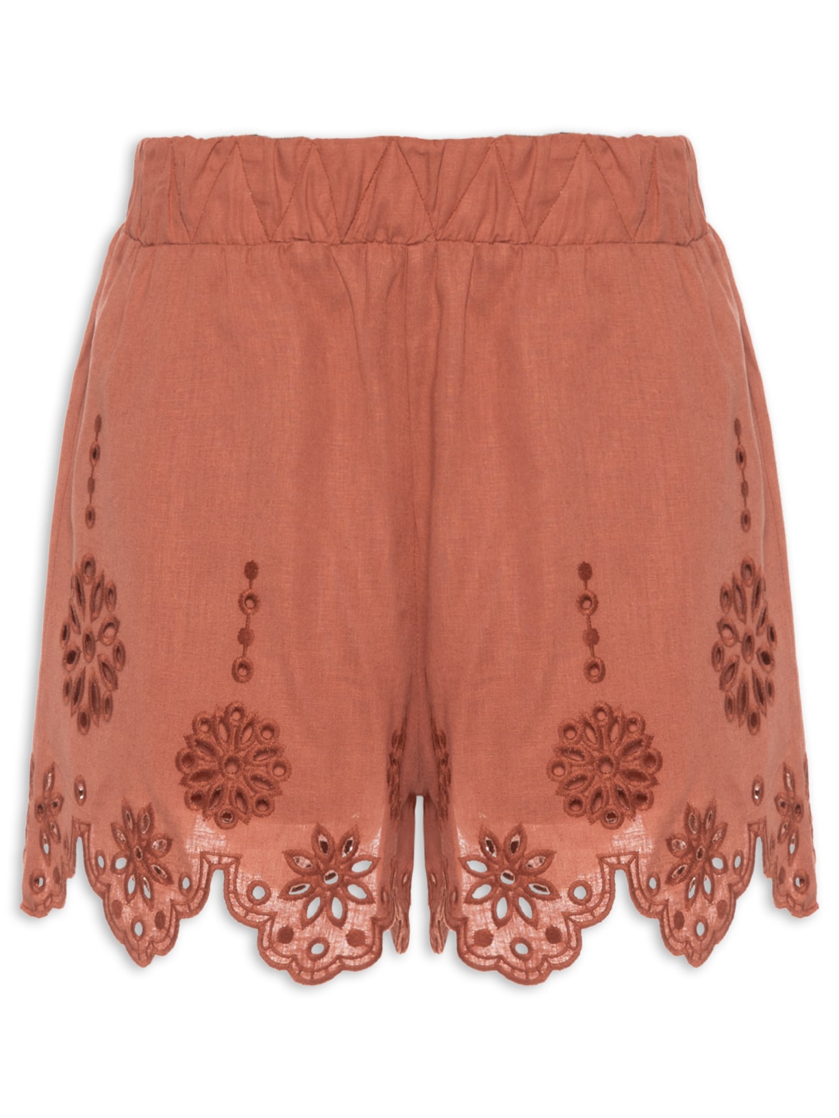 Short Feminino Bordado Nuts - Marrom