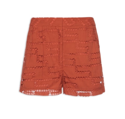 Short Feminino Bordado Voil - Vermelho
