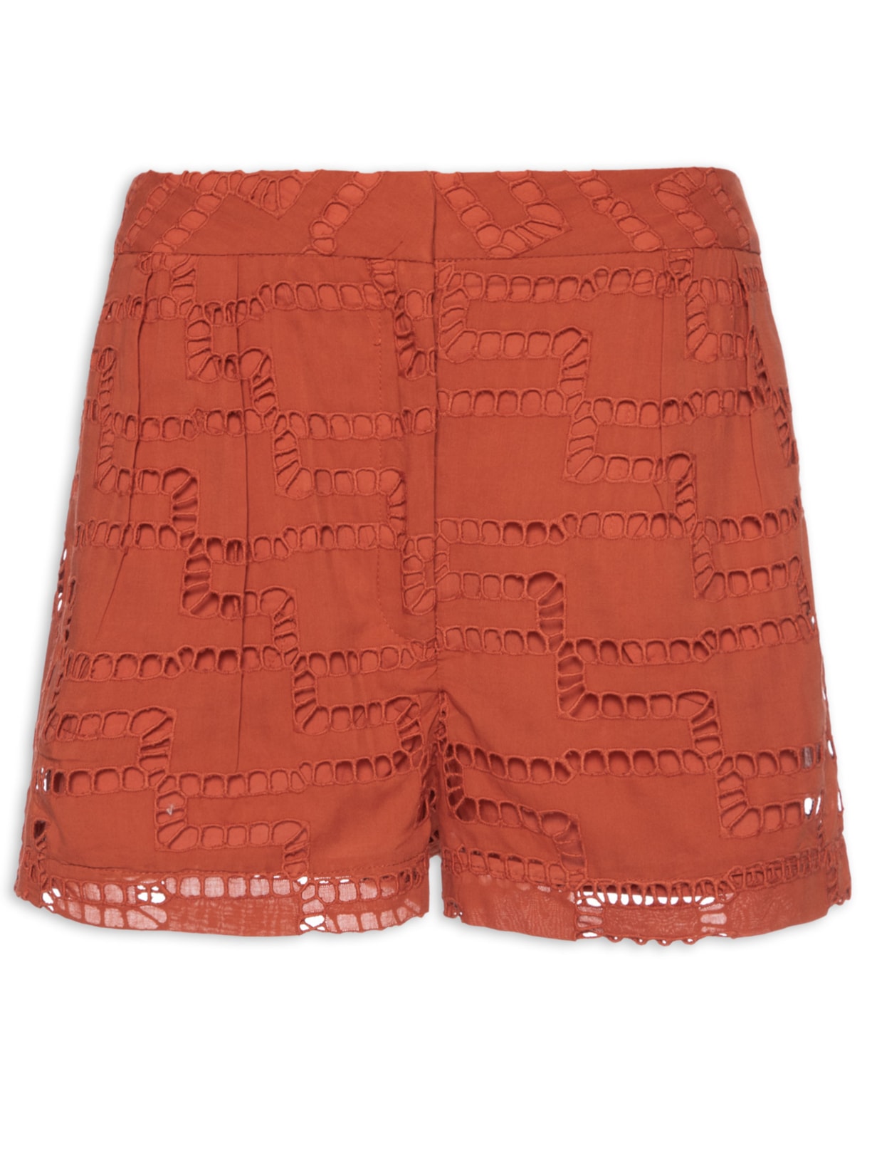 Short Feminino Bordado Voil - Vermelho