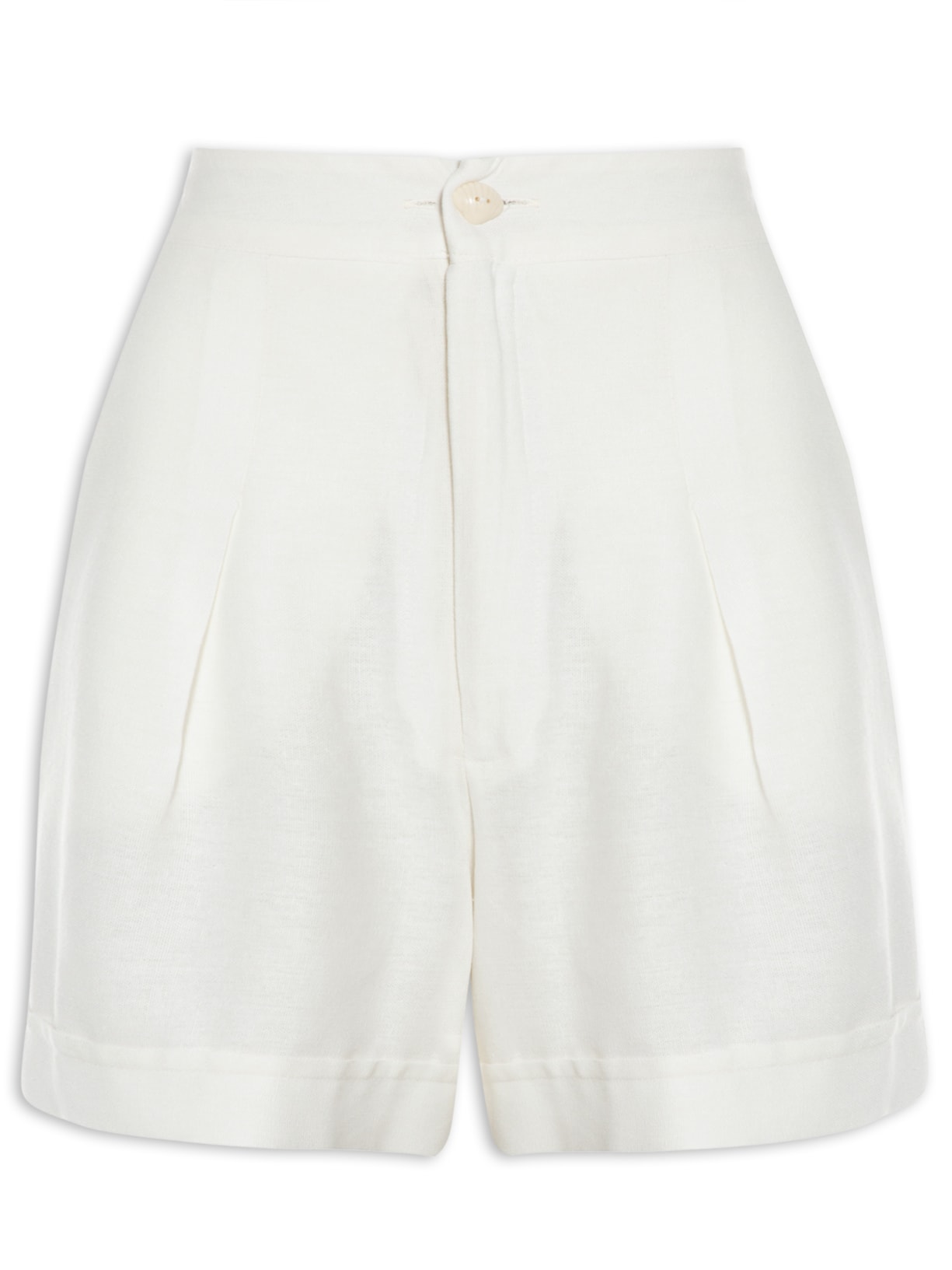 Short Feminino Botão Concha - Off White